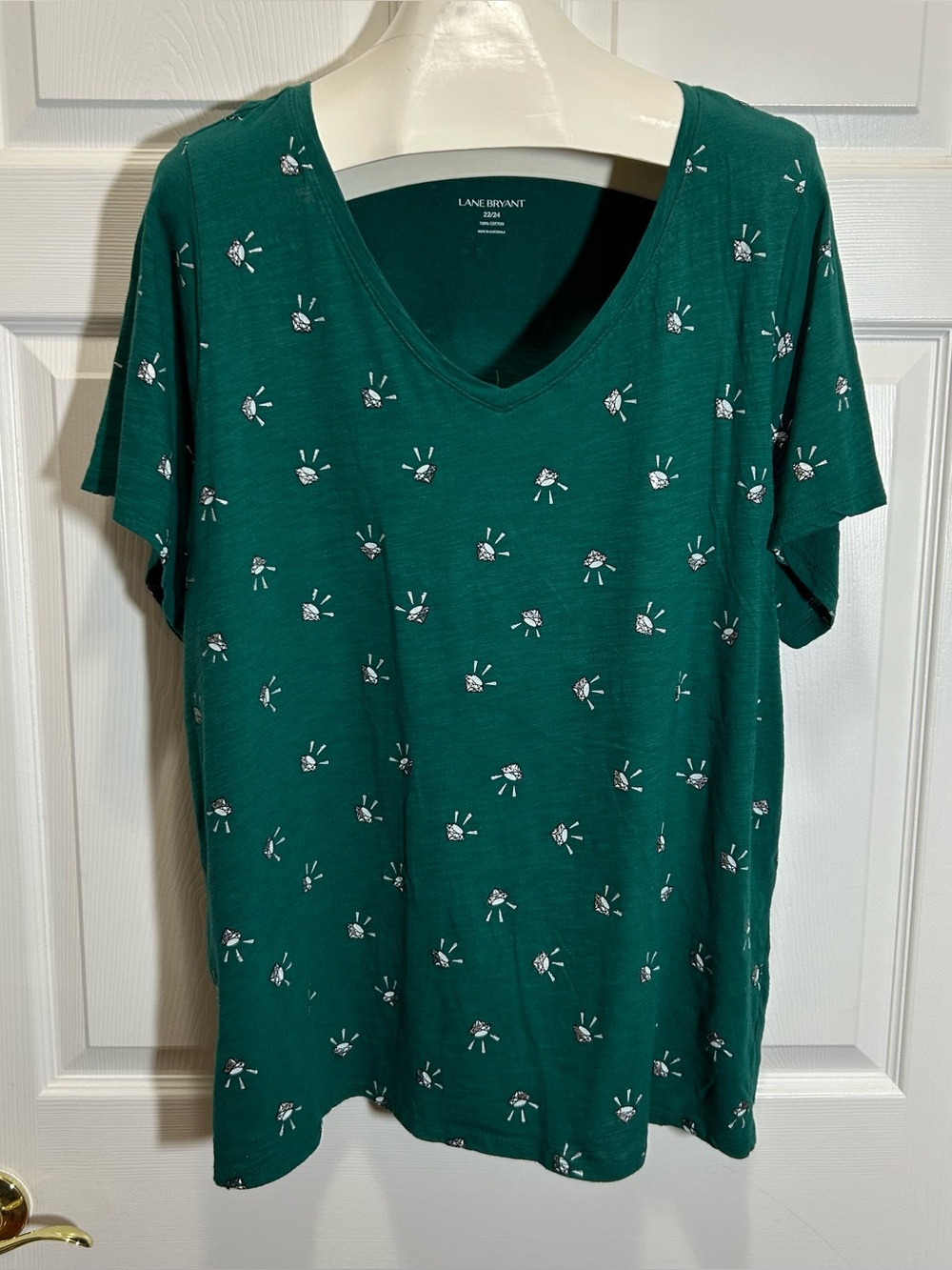 Lane Bryant Emerald Green Diamond Print  Tee